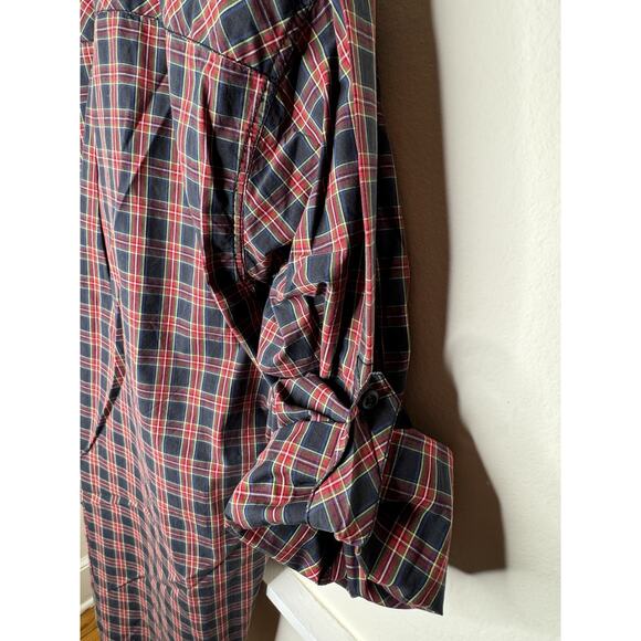 Tommy Hilfiger Big Logo Trim Fit Long Sleeve Button Up Shirt Men’s red Blue‎ XL - Picture 8 of 12
